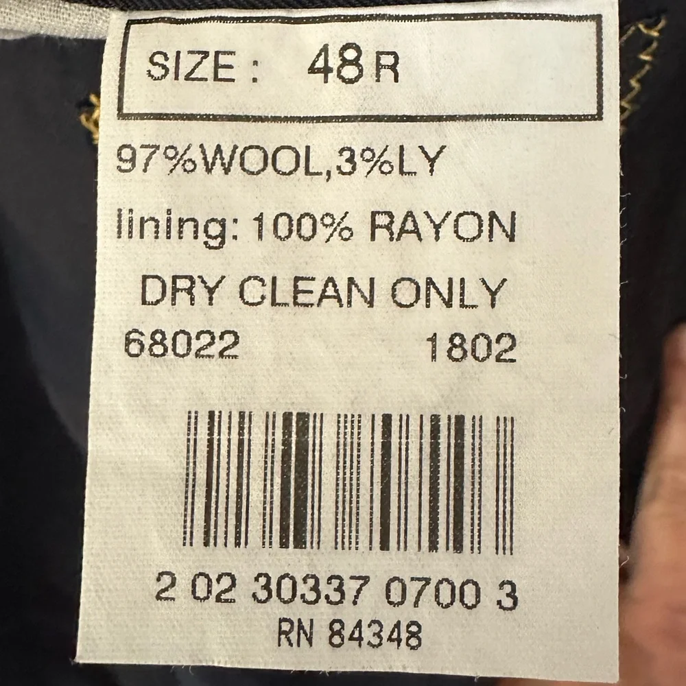Brooks Brothers Brooksease Wool Pinstripe Suit Jacket 48R